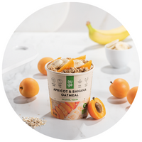 Apricot banana cup with oatmeal and fruit